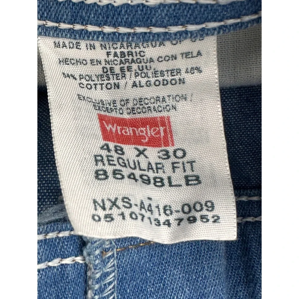 Wrangler‎ Regular Fit Blue Denim Jeans 48 x 30 85498LB Mens Straight Leg